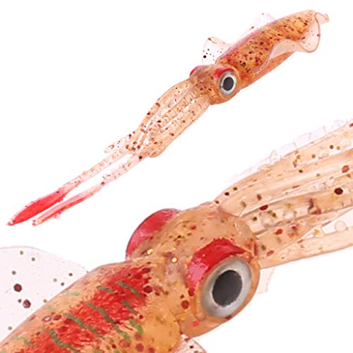 Bionischer Tintenfischköder mit Ohr, dünne Flosse, weiche Köder, Fischform, Kunstköder, Angelhaken, Süßwasser-Set von Saiyana