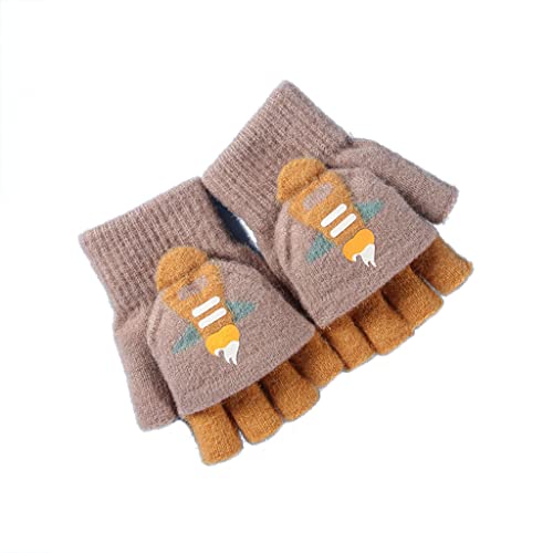 Winter Stricken Handschuhe Nette Warme Kind Halb Finger Handschuhe Verdicken Outdoor Ski Handschuhe Cartoon Raketen Muster von Saiyana