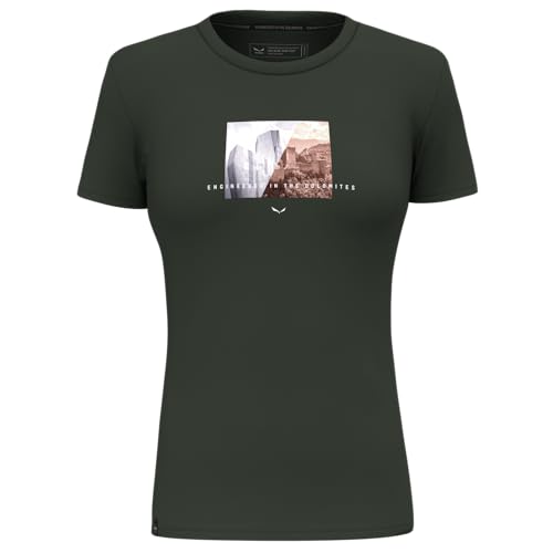 Salewa Damen Pure Design Dry W. T-Shirt, Dark Olive, XL EU Salewa Damen Pure Design Dry W. T-Shirt, Dark Olive, XL EU von Salewa