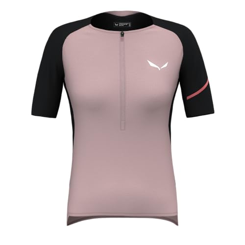 Salewa Vento Merino Half Zip Bike-T-Shirt Damen, Pink, L von Salewa