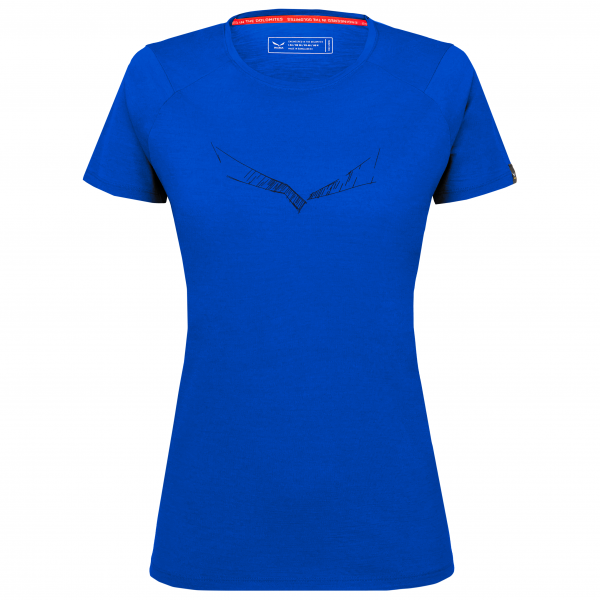Salewa - Women's Pure Eagle Sketch All Mountain T-Shirt - Merinoshirt Gr 42 blau von Salewa