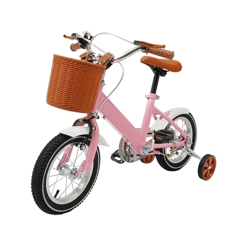 Kinderfahrrad, 12-Zoll-Fahrrad für 2-4 Jahre Mädchen Fahrrad mit Stützräder und Korb, Balance- und Pedal-Lernfahrrad (Rosa) von Salmeee