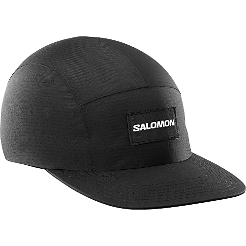 Salomon Bonatti Waterproof Five Panel Unisex Kappe Trail Running Wandern MTB Lauf, Wasserdichter Trail Running Wandern MTB Laufz, Leichtgewichtiger Komfort, Frischer Style, Schwarz, Einheitsgröße von Salomon