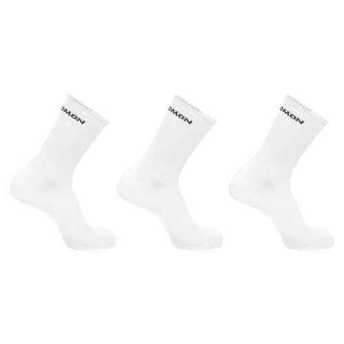 Salomon Flow Crew 3-pack Unisex Socken, Rutschfester Sitz, Schützender Komfort, Dämpfung, Weiß, 39-41 von Salomon