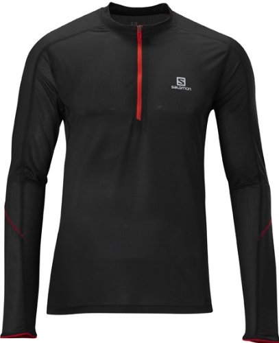 Salomon Herren Trail Runner Langarm-T-Shirt mit Reißverschluss, Schwarz, XL von Salomon