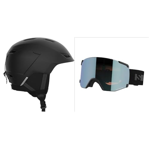 Salomon Pioneer LT Helm Herren Ski Snowboard, Schwarz & S/View Unisex-Brille Ski Snowboarden, Erweitertes Sichtfeld von Salomon