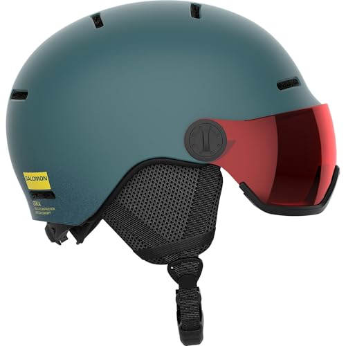 Salomon Orka Visor Kinder Helm Ski Snowboarden, Integrierter Komfort, einfach anzupassende Passform und leicht, Grau, KL 5659 Salomon Orka Visor Kinder Helm Ski Snowboarden, Integrierter Komfort, einfach anzupassende Passform und leicht, Grau, KL 5659 von Salomon