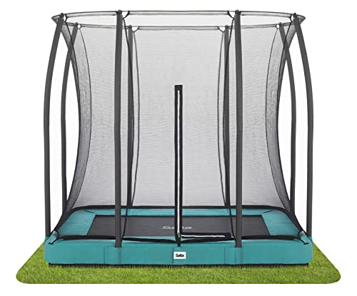 Salta Comfort Edition Ground - Bodentrampolin mit Sicherheitsnetz – 214x153cm – Rechteckig - Grün von Salta