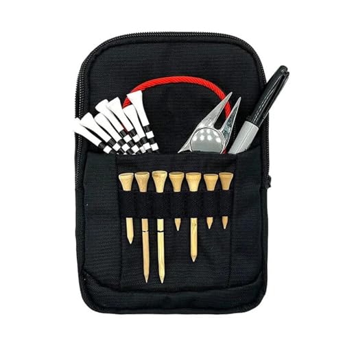 Salyeeluly Golfballtasche,Golfballtasche, Golftaschen-Organizer, Golf-Wertsachenbeutel, Golfballtasche, Golf-Tee-Organizer-Tasche, Golfball-Tasche mit vorderem Tee-Halter für Männer und Frauen von Salyeeluly