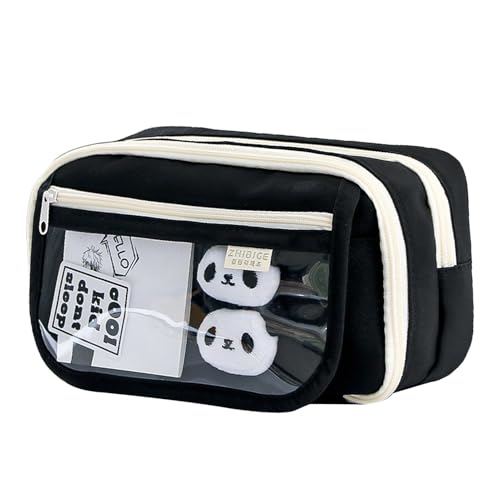 Salyeeluly Panda Federmäppchen | Große Kapazität Panda Federmäppchen mit Fächern | Niedliches Tier-Federmäppchen | Stifthalter Schreibwaren Organizer mit Reißverschluss | Stifteetui Tasche für Kinder von Salyeeluly