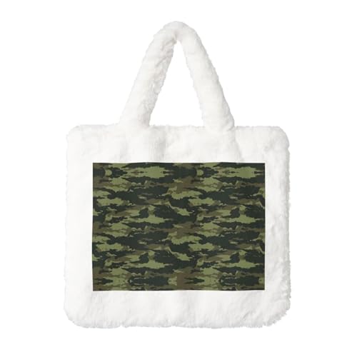 Camouflage Plüsch Handtasche für Damen - Große Münztasche, Geldbörse und Klettverschluss Zubehör - Perfektes Geschenk für Frauen, weiß, Einheitsgröße von SamLng