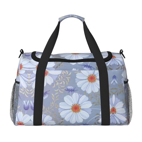 Daisy Blue Handreisetasche - Große wiederverwendbare Einkaufstasche, ideal für Camping, Sport, Fitnessstudio und Outdoor-Aktivitäten, Schwarz , Einheitsgröße von SamLng