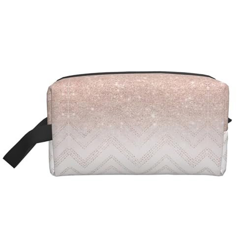 Glitzernde Aufbewahrungstasche mit hübschem Muster – große Reise-Kosmetik-Make-up-Tasche, tragbarer Organizer für Toilettenartikel, Zubehör, weiß, Einheitsgröße von SamLng