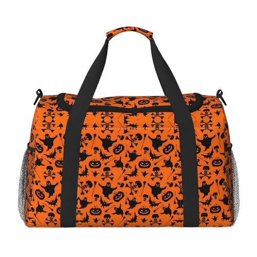 Halloween Handreisetasche - Große wiederverwendbare Einkaufstasche, ideal für Camping, Sport, Fitnessstudio und Outdoor-Aktivitäten, Schwarz , Einheitsgröße von SamLng