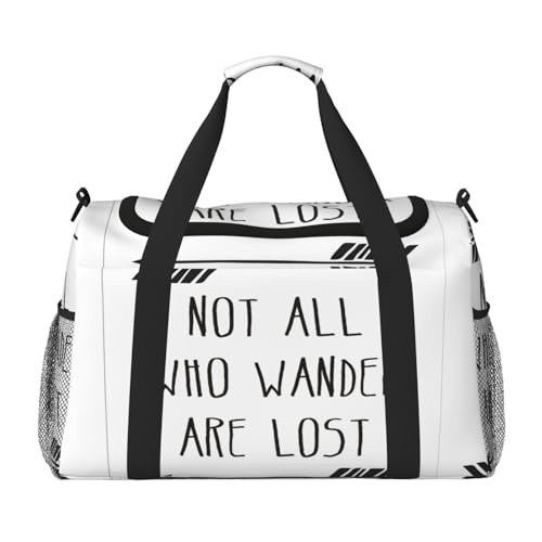 Not All Who Wander are Lost Handreisetasche - Große wiederverwendbare Einkaufstasche, ideal für Camping, Sport, Fitnessstudio und Outdoor-Aktivitäten, Schwarz , Einheitsgröße von SamLng