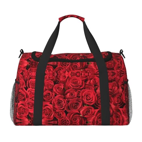 Red Rose Handreisetasche - Große wiederverwendbare Einkaufstasche, ideal für Camping, Sport, Fitnessstudio und Outdoor-Aktivitäten, Schwarz , Einheitsgröße von SamLng