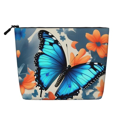 SamLng Blue Butterfly Vielseitige Reise-Kulturbeutel, Make-up-Tasche, perfekt für den täglichen Gebrauch und Geschäftsreisen, Schwarz, Einheitsgröße, Schwarz , Einheitsgröße von SamLng