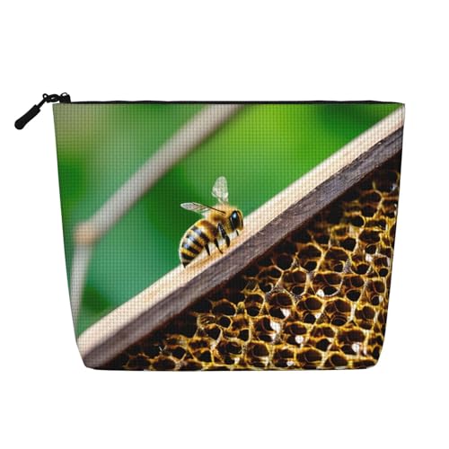 SamLng Honey Bees Vielseitiger Reise-Kulturbeutel – Make-up-Tasche aus künstlichem Hanf, perfekt für den täglichen Gebrauch und Geschäftsreisen, Schwarz, Einheitsgröße, Schwarz , Einheitsgröße von SamLng