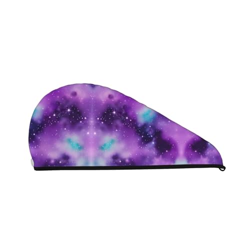 SamLng Magic Galaxy Sky Purple Coral Velvet Dry Hair Cap - Perfekt für Zuhause, Reisen, Poolpartys, Strände, Bäder und mehr von SamLng