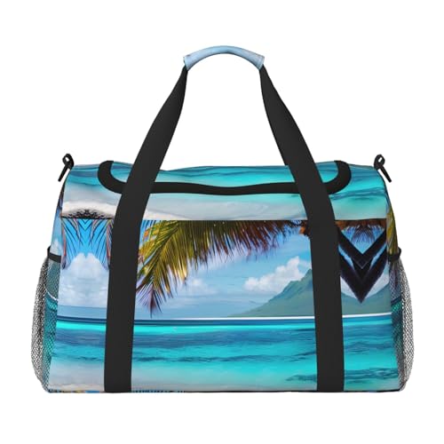 Tahiti Beach Travel Tote Bag - Große wiederverwendbare Einkaufstasche, Urlaubstasche, Sporttasche mit verstellbarem Schultergurt, Schwarz, Einheitsgröße, Schwarz , Einheitsgröße von SamLng