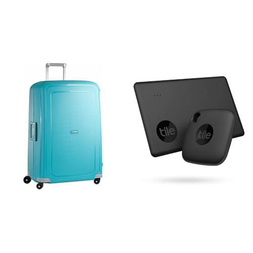 Samsonite S'Cure - Spinner S Carry-On Luggage, 55 cm, 34 L, 4 Wheels, Blue (Aqua Blue) & Tile Bluetooth Item Finder Set von Samsonite