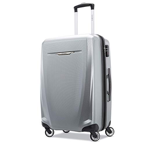 Samsonite Winfield 3 DLX Hartschalengepäck für Erwachsene, erweiterbar, mit Spinnern, Silber, Checked-Medium 25-Inch, Winfield 3 DLX Hartschalengepäck mit Spinnern von Samsonite