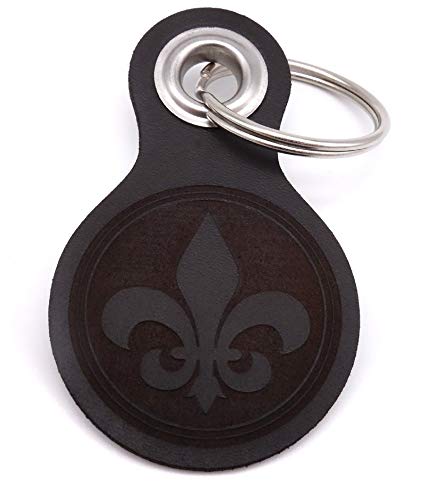 Samunshi® Fleur de Lis Schlüsselanhänger Leder Gravur Motiv für Männer und Frauen Individuell Schlüssel Anhänger Geschenk 8x4,8cm dunkel braun/graviert von Samunshi