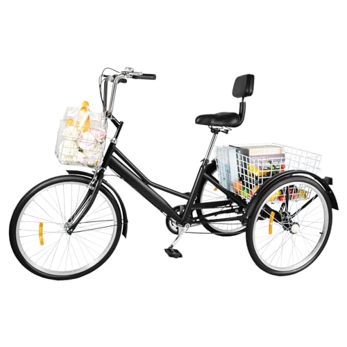 SanBouSi 24 Zoll Fahrrad Erwachsenen Dreirad Cityräder 7 Geschwindigkeit 3 Rad Fahrrad Dreirad mit Korb Rahmen aus Aluminiumlegierung Schwarz SanBouSi 24 Zoll Fahrrad Erwachsenen Dreirad Cityräder 7 Geschwindigkeit 3 Rad Fahrrad Dreirad mit Korb Rahmen aus Aluminiumlegierung Schwarz von SanBouSi