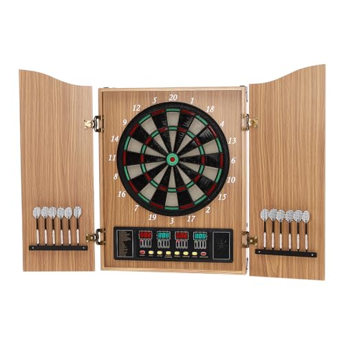 Elektronische Dartscheibe Schrank mit Stimme & LED-Anzeigen, Elektronische Dartboard Dartboard Kabinett 27 Spiele 243 Spieloptionen E-Dartscheibe bis zu 16 Spieler von SanBouSi