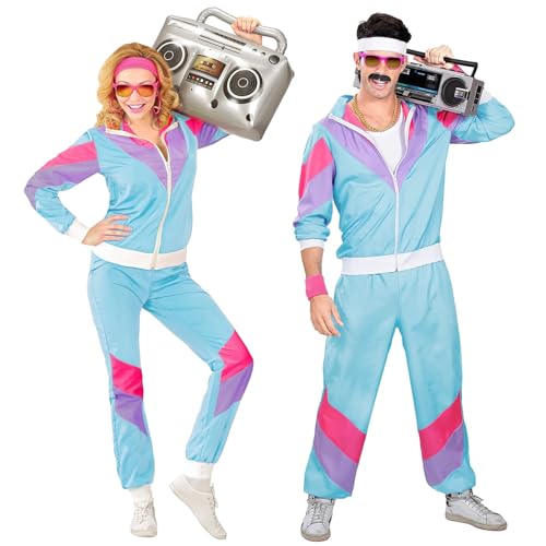 90Er Jahre Outfit Damen, 80Er Jahre Kostüm Herren Damen Trainingsanzug, Disco, Hippie,80Er Jahre Outfit, Jogginganzug, Bad Taste Outfit, Faschingskostüme Retro Stil Motto Party Kleidung Set von Sanaryun