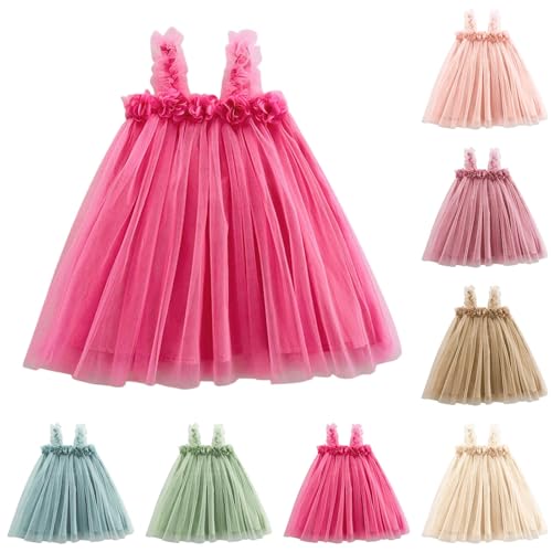 Ärmellos Kleider, Mädchen Kleid Tüll tüllrock regenbogen Prinzessinnenkleid Ärmellos kleider Spitze Rüschen Kleid Tanz Party Hochzeit Tüllkleid Karneval Kostüm Prinzessin Blumensmädchenkleid Süß Kinde von Sanaryun