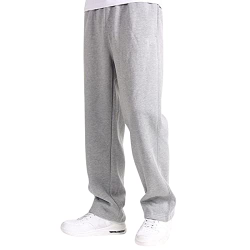 Baggy Jogginghose Herren Graue Sporthose - Graue Sport Hose Langgröße Fitness Sweat Hosen Elastischer Bund Mit Kordelzug Hose Taschen Winter Warme Casual Jogginghosen Sportkleidung von Sanaryun