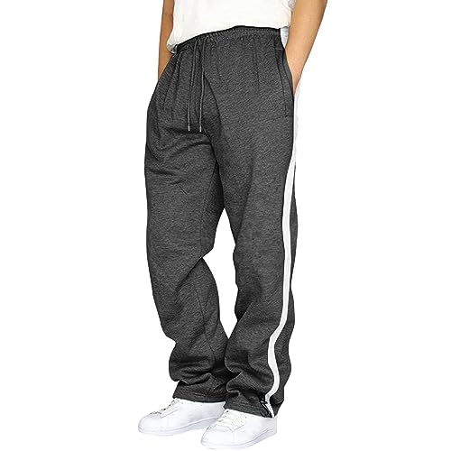 Baggy Jogginghose Herren Graue Sporthose - Graue Sport Hose Langgröße Fitness Sweat Hosen Elastischer Bund Mit Kordelzug Hose Taschen Winter Warme Casual Jogginghosen Sportkleidung von Sanaryun