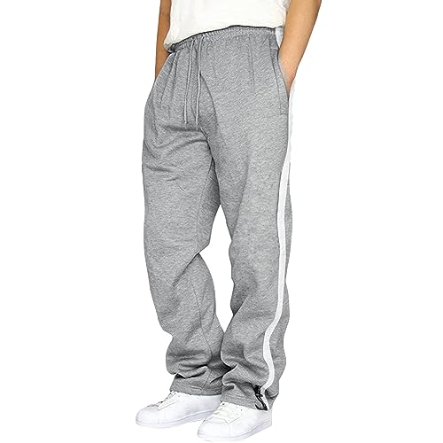 Baggy Jogginghose Herren Graue Sporthose - Graue Sport Hose Langgröße Fitness Sweat Hosen Elastischer Bund Mit Kordelzug Hose Taschen Winter Warme Casual Jogginghosen Sportkleidung von Sanaryun