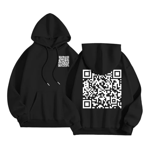 Basic Hoodie Herren, Funny Fu Qr Code Fuck-You Hoodie Herren Damen - Lustig Sweatshirt Mit Kapuze Humorous Hidden Message Shirt Funky Trend Y2K Hoodies Teenager Mädchen Qr Code Pullover Weihnachts Ges von Sanaryun