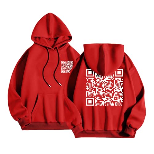 Basic Hoodie Herren, Funny Qr Code Fuck-You Hoodie Damen Herren, - Lustig Sweatshirt Mit Kapuze Funky Trend Locker Warm Casual Pullover Y2K Kapuzepullover Teenager Mädchen Weihnachts Geschenk Persona von Sanaryun