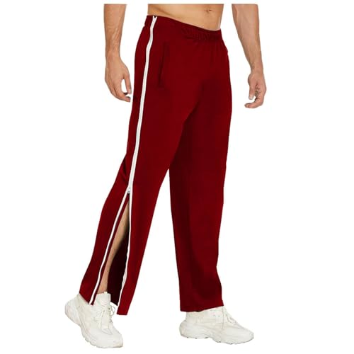 Breite Jogginghose Herren Mit Seitlichem Reißverschluss Am Bein Open Leglang Freizeithose Weites Bein Trainingshose Reha Hose Seitlich Bequem Zu Öffnen Sporthose Strassenmode Mit Tasche Sportswear von Sanaryun