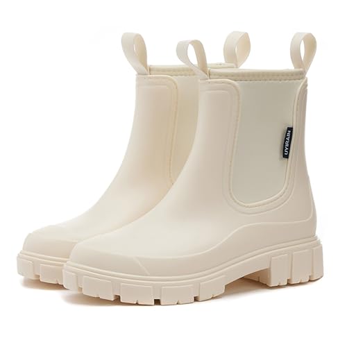 Damen Gummistiefel, Angebote Tages Blitzangebote, Wasserdicht Gummistiefel Damen Anti-Rutsch Halbhohe Regenstiefel Ankle Chelsea Boots Atmungsaktiv Gartenschuhe Rain Boots Mode Stiefeletten von Sanaryun