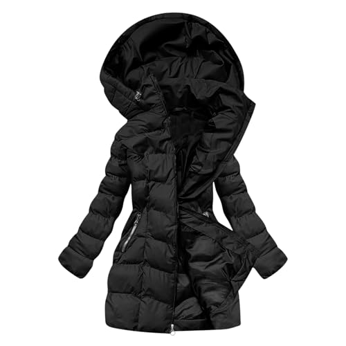 Damen Jacke Winter Warme Lang Daunenmantel Mantel Damen Winter Dicke Jacke Steppmantel Winterparka Mit Gefütterter Kapuze Winddicht Outdoorjacke Einfarbig Mantel Damen Winter von Sanaryun