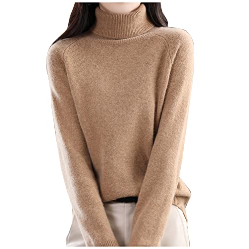 Damen Pullover, Merinowolle Strickpullover, Einfarbiger, Elegant, Rundhals, Langarm, DüNne, Stehkragen, Weich Knit Sweater, Warm Herbst Winter Outfit, Kaschmir Cashmere Women's Jumpers von Sanaryun