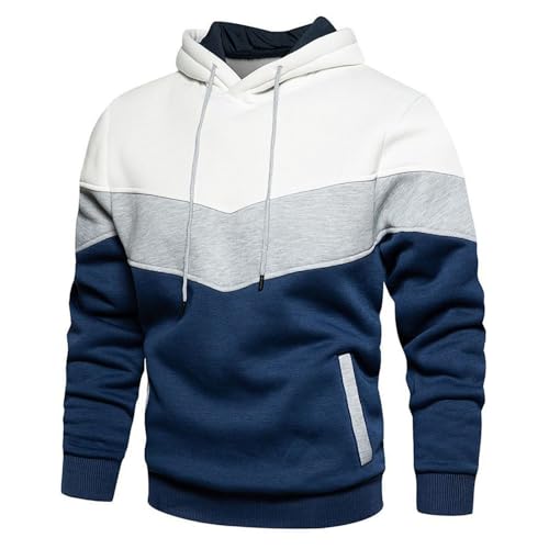 Gym Hoodie Herren, Retourenkauf Angebote, Hoodie Herren Patchwork Pullover Langarm Jacquard Kaputzenpullover Farbblock Sweatshirt Mit Taschen Kordelzug Outdoor Jogging Sport Sweatshirt von Sanaryun