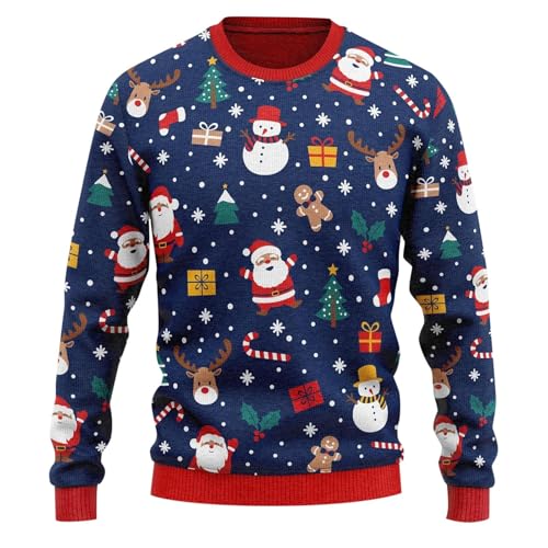 Hässliche Weihnachtspullover, 2024 Angebote, Hässliche Weihnachtspullover Herren Damen Ugly Lustig Christmas Sweater Pullover Rundhals Strickpulli Langarm Strickpullover Warme Für Männer Ges von Sanaryun