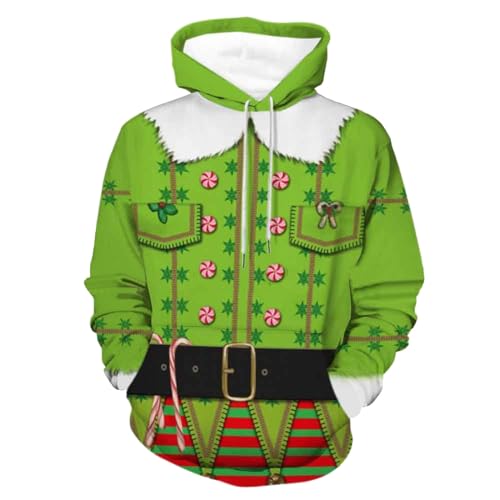 Hässliche Weihnachtspullover, Black Friday, Weihnachts Hoodie Herren 3D Druck Hässliche Weihnachtspullover Ugly Christmas Sweater Für Männer Lustig Rentier X-Mas Sweatshirt Merry Christmas 3D Pullover von Sanaryun