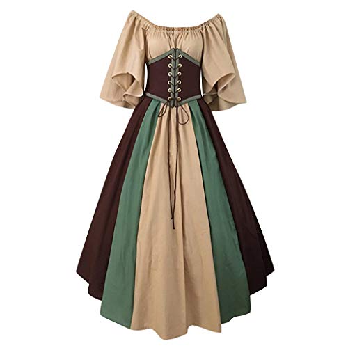 Halloween Kostüm Damen Mittelalter Kleidung - Wikinger Renaissance Kleid Burgfräulein Kostüm Große Größen Viktorianisches Gotisch Prinzessin Fairy Dress Karneval Halloween Party Vintage Kleider von Sanaryun