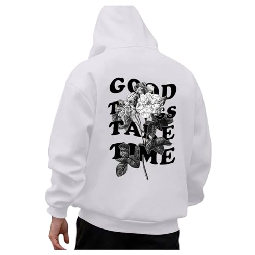 Hoodie Oversize Herren Pullover Hoody - Kapuzenpullover mit Backprint y2k Streetwear Langarm Sweatjacke Frühling Winter Mit Kapuze Sweatshirts Outwear Sport Jacke Für Männer von Sanaryun