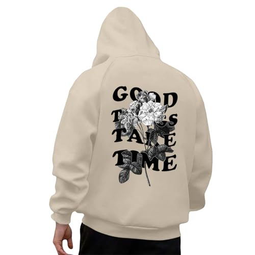 Hoodie Oversize Herren Pullover Hoody - Kapuzenpullover mit Backprint y2k Streetwear Langarm Sweatjacke Frühling Winter Mit Kapuze Sweatshirts Outwear Sport Jacke Für Männer von Sanaryun