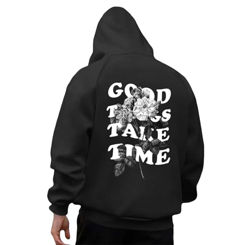 Hoodie Oversize Herren Pullover Hoody - Kapuzenpullover mit Backprint y2k Streetwear Langarm Sweatjacke Frühling Winter Mit Kapuze Sweatshirts Outwear Sport Jacke Für Männer von Sanaryun