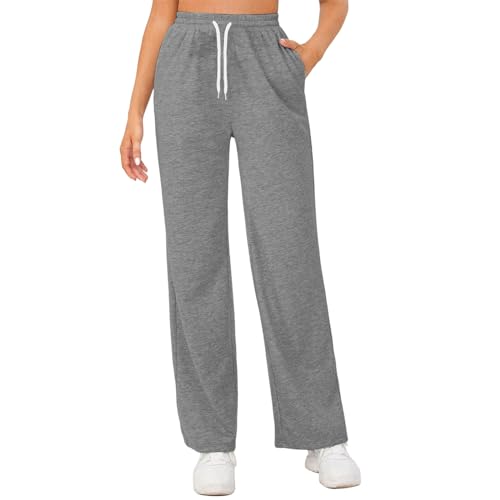 Jogginghose Damen Baggy Sporthose - Weite Kordel Yogahose Longlegs Freizeithose Trainingshose Leicht Weich Joggpants Einfarbig Sweatpants High Waist Jogging Hose Arbeitshose Yoga Pants von Sanaryun