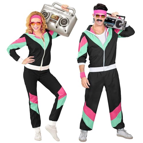 Karneval Kostüm Damen, 80Er Jahre Kostüm Herren Damen Trainingsanzug, Disco, Hippie,80Er Jahre Outfit, Jogginganzug, Bad Taste Outfit, Faschingskostüme Retro Stil Motto Party Kleidung Set von Sanaryun