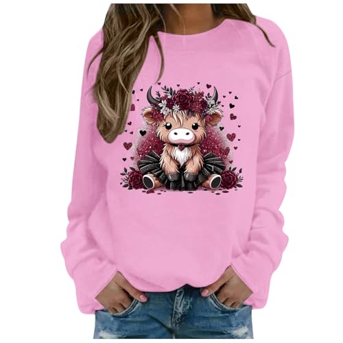 Klamotten Teenager Mädchen, Sweatshirt Damen Ohne Kapuze Pullover - Oversize Sweater Aufdruck Shirt Vintage Langarmshirt Teenager Mädchen Übergroße Oversized Rundhals Oberteil von Sanaryun